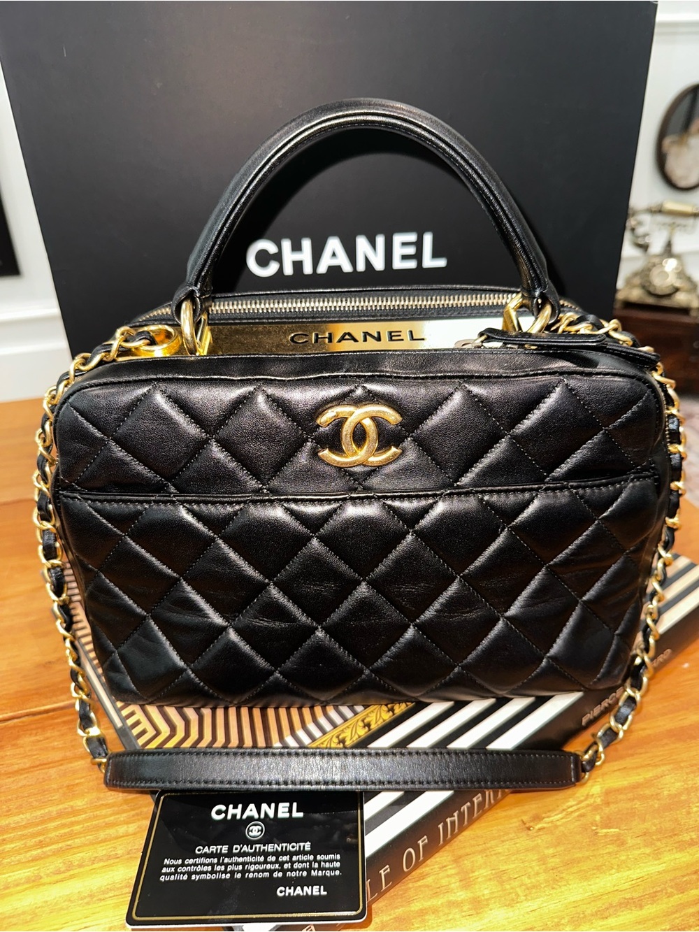Chanel Black Quilted Lambskin Trendy CC Bowling Bag – Gold Hardware